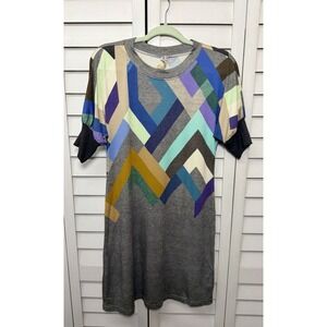Uncle Frank Geometric Abstract Print Stretch Shift Dress Boho Women's Size XS